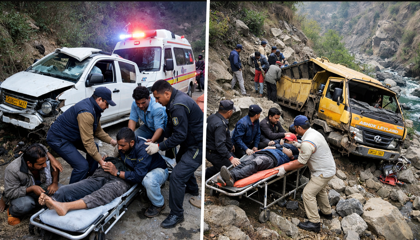 पिथौरागढ़ में दो अलग-अलग सड़क हादसे, आठ लोग घायल