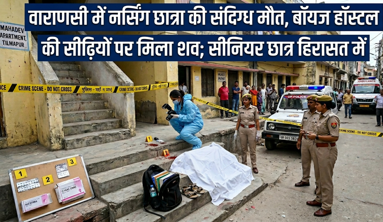 वाराणसी में नर्सिंग छात्रा की संदिग्ध मौत, बॉयज हॉस्टल की सीढ़ियों पर मिला शव; सीनियर छात्र हिरासत में