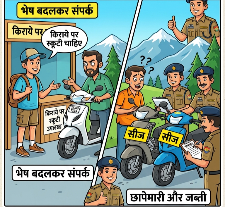 ग्राहक बनकर पहुंचे परिवहन विभाग के कर्मचारी, अवैध स्कूटी रेंटल का भंडाफोड़; दो वाहन सीज